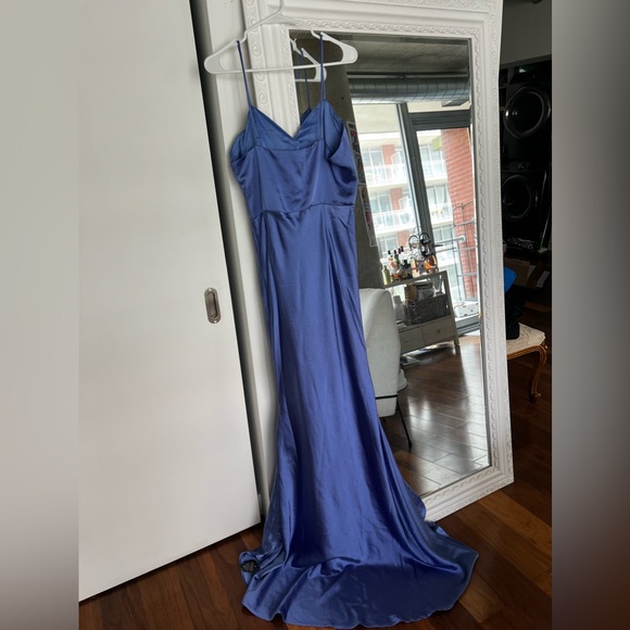 NEW WITH TAGS* Blue Silky Maxi Mermaid Dress Size 14 - Picture 7 of 12